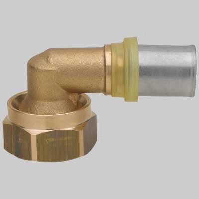 RACCORDO A PRESSARE CURVO DUE PEZZI SEDE PIANA PER GAS  20 x 3/4     RUBINETTERIE BRESCIANE