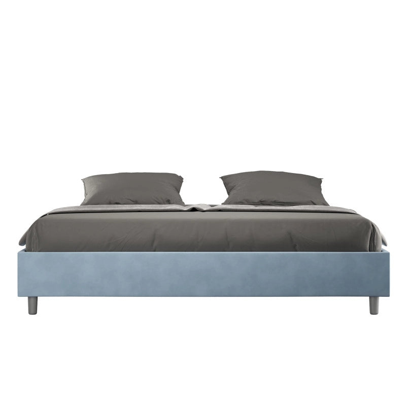 Letto imbottito Matrimoniale 180x190 cm Azelia - Senza rete,Microfibra,Azzurro
