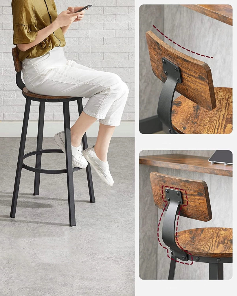 SGABELLI DA BAR Valora 2 PEZZI Stile Loft Marrone Rustico per Cucina x2