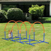Set agility per cani 88x64x95 cm in ABS blu con 4 archi, per allenamento facile –