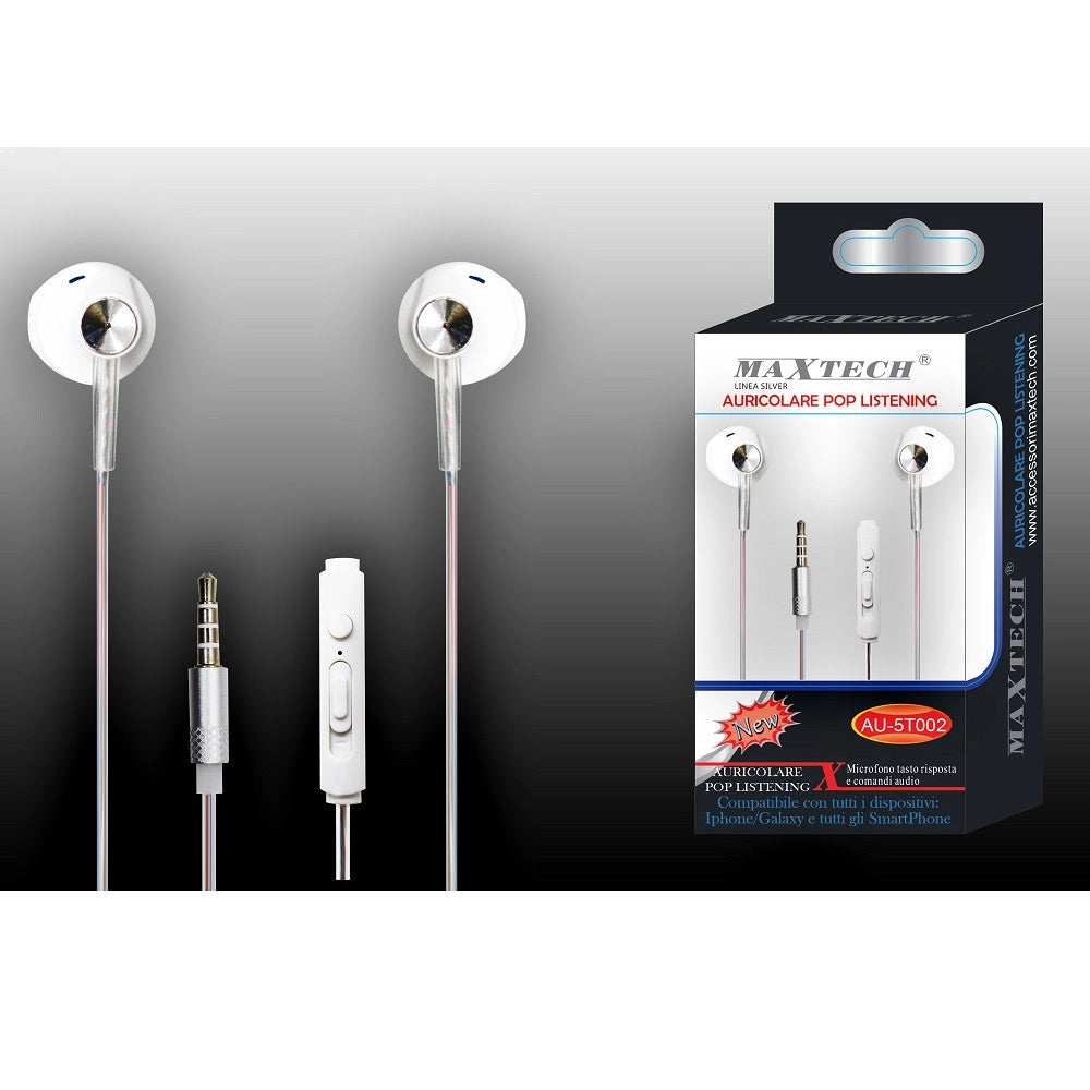 Trade Shop - Auricolari Cuffie Con Microfono Per Cellulari Smartphone Jack Maxtech Au-5t002 -