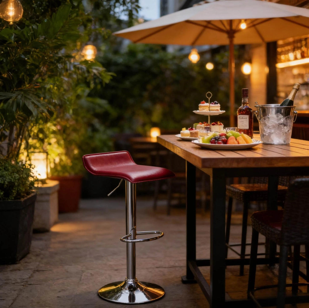 Sgabello da bar girevole regolabile in altezza rosso vino