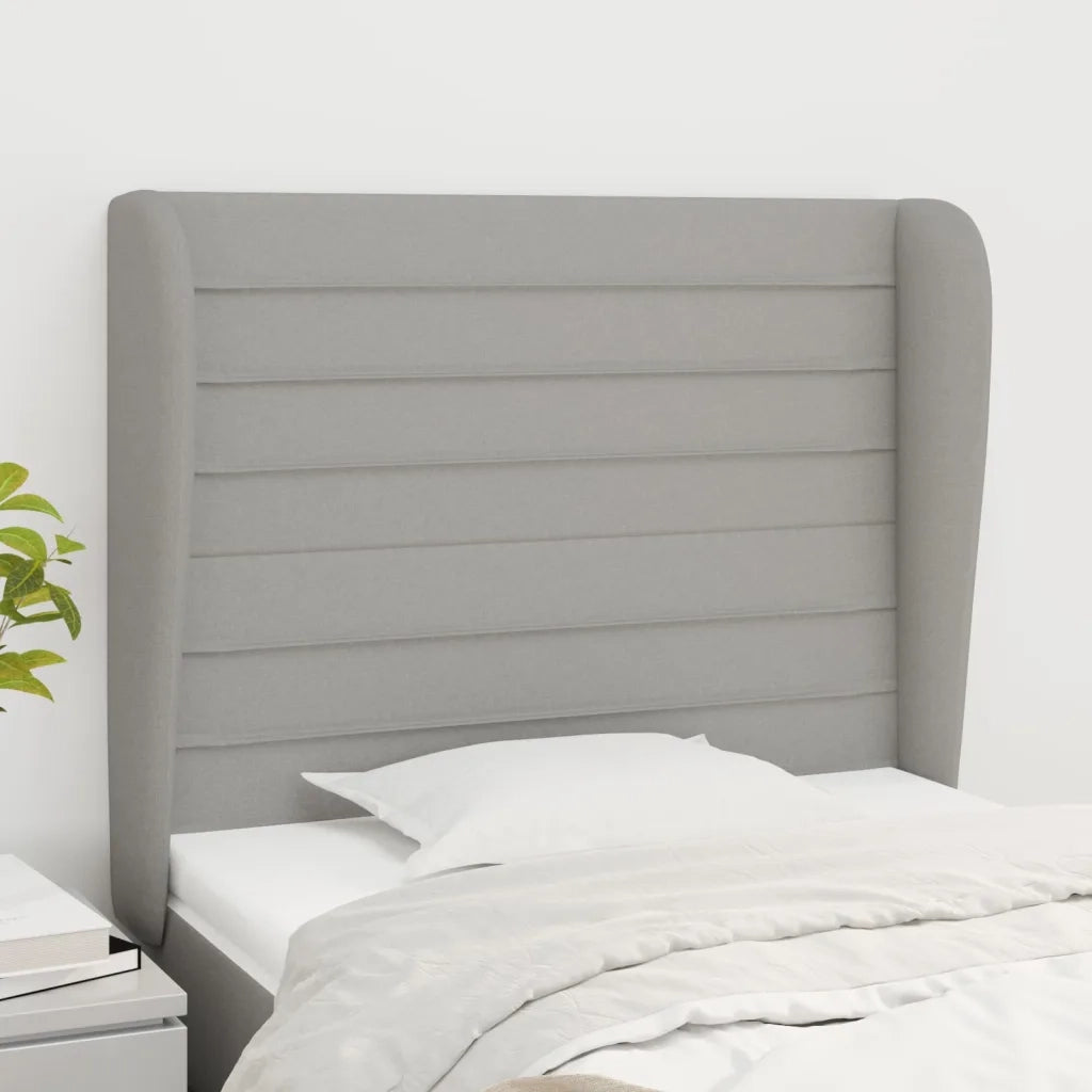 Testiera | Testata ad Orecchio Grigio Chiaro 83x23x118/128 cm in Tessuto