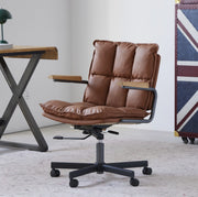 Sedia da ufficio ergonomica regolabile e girevole in pelle; marrone