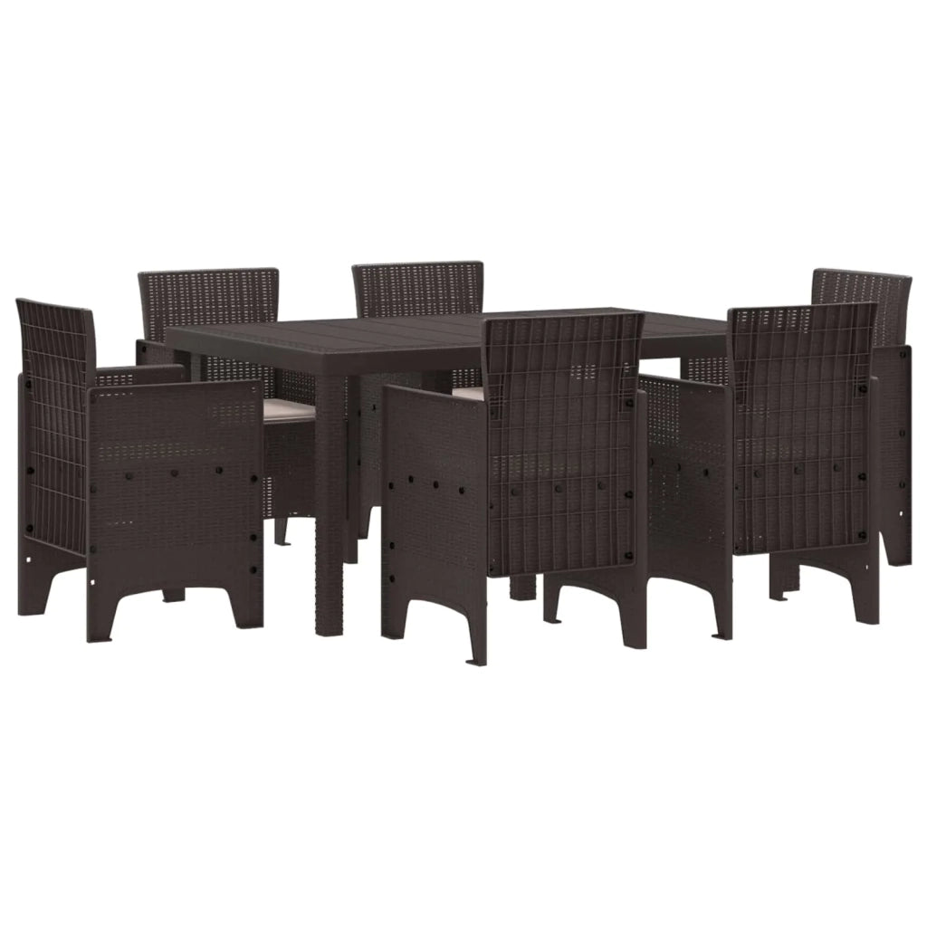 Set da Pranzo per Giardino 7 pcs Marrone Rattan Polt 3378558