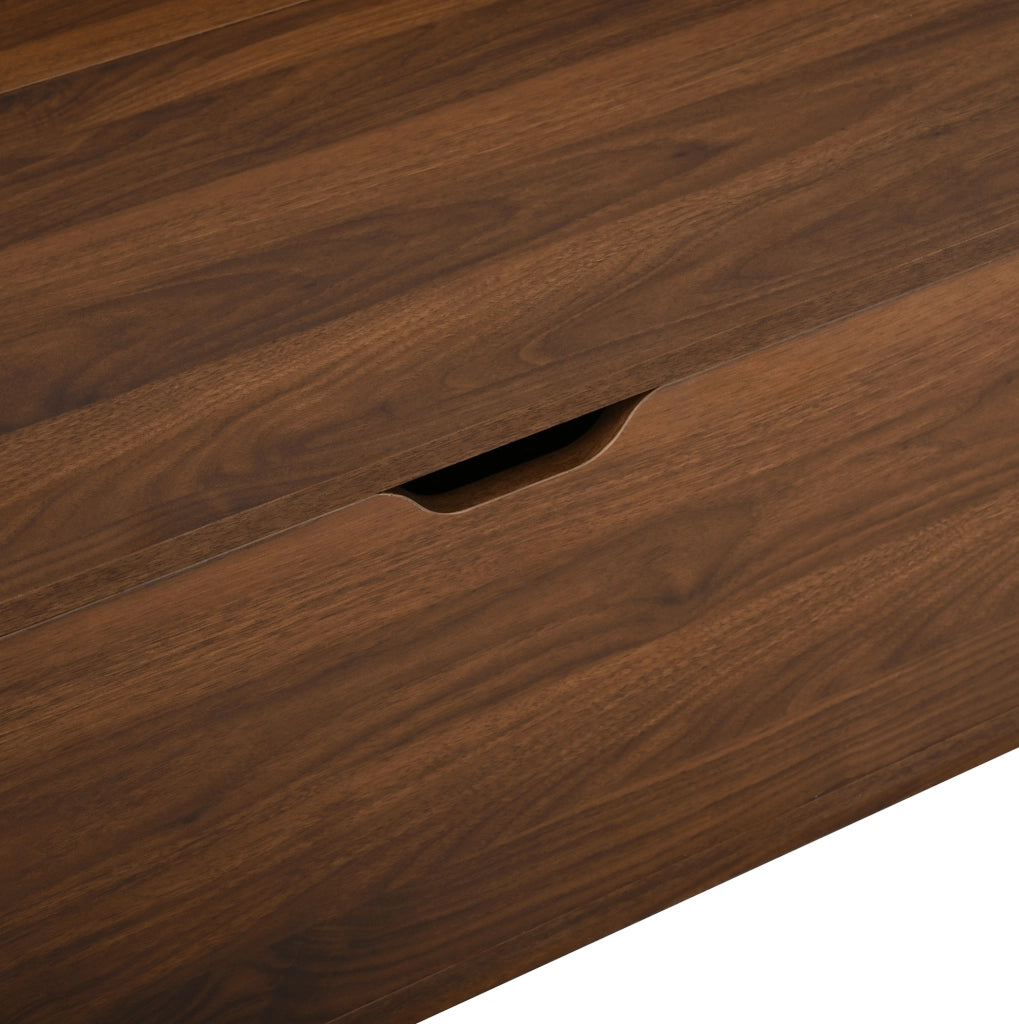 Tavolino da Salotto Moderno in MDF con Piano Regolabile, Porta a Persiana Scorrevole, Finitura Noce, 90x55x57,5 cm