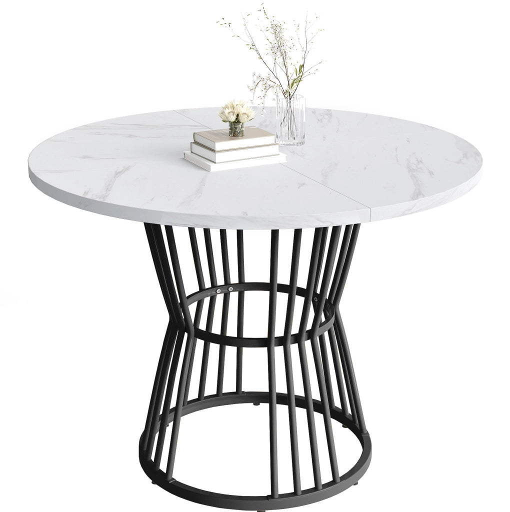 Tavolo da pranzo rotondo 100 cm in MDF e metallo; nero
