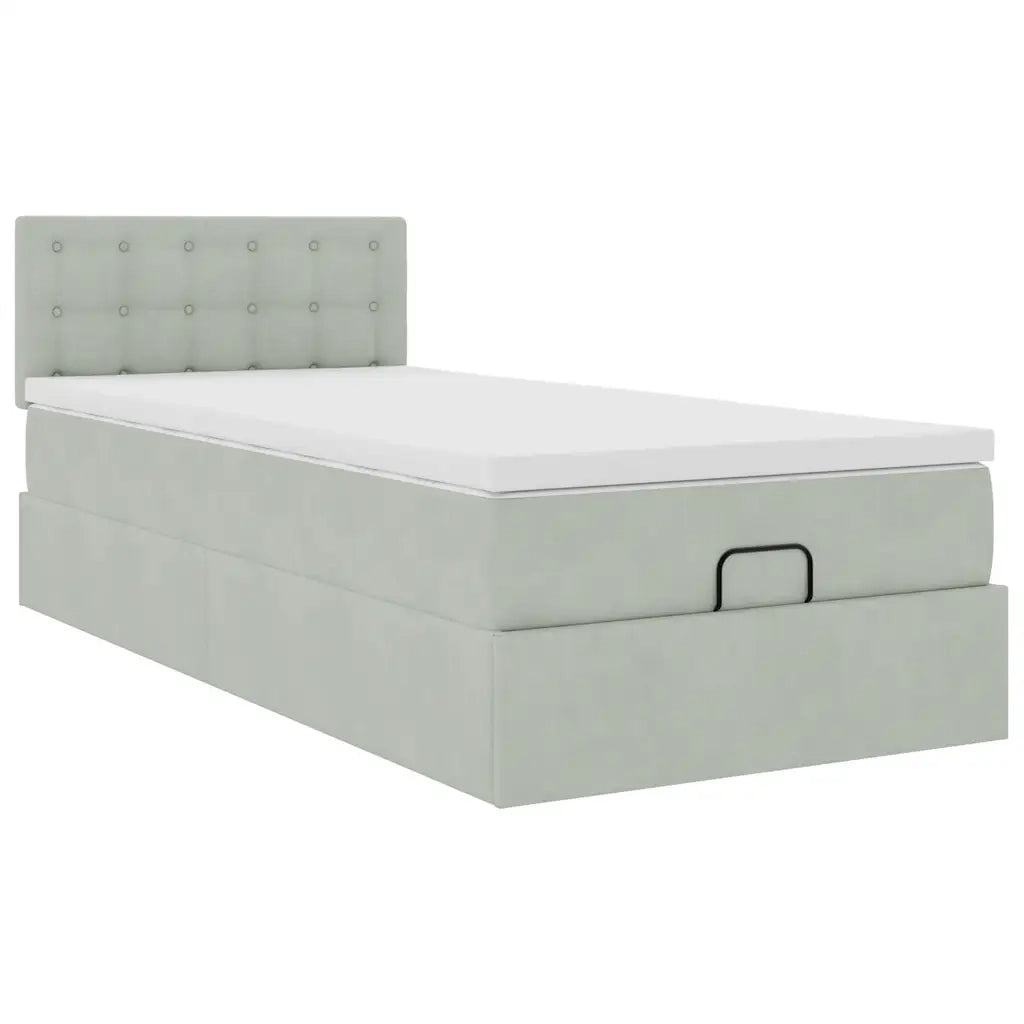 Struttura Letto Pouf con Materasso 80x200 cm in Velluto