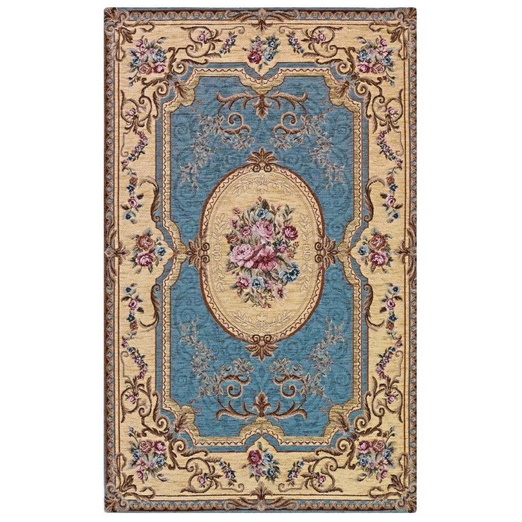 Tappeto AUBUSSON AZZURRO cm.200x280 in ciniglia multiuso lavabile antiscivolo