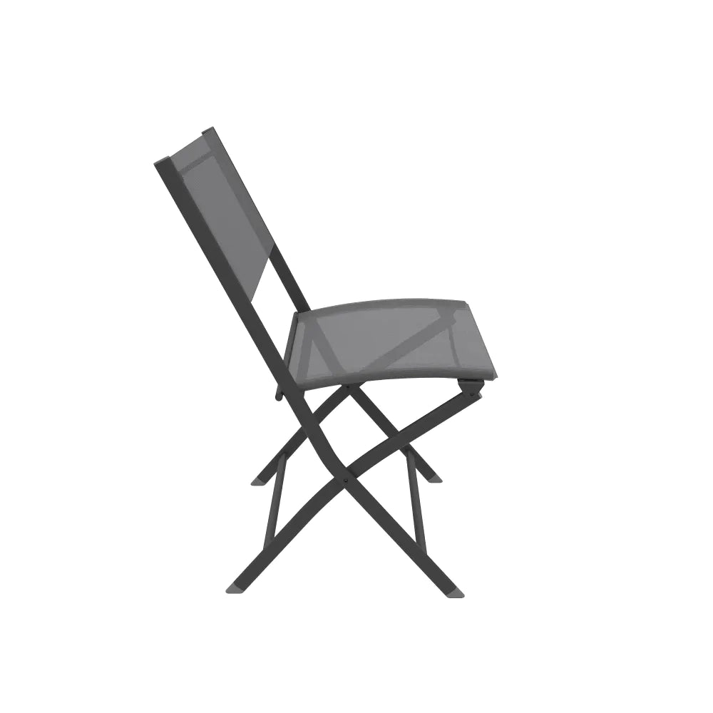 Set 4 sedie da esterno pieghievoli in textilene grigio scuro | Yalia