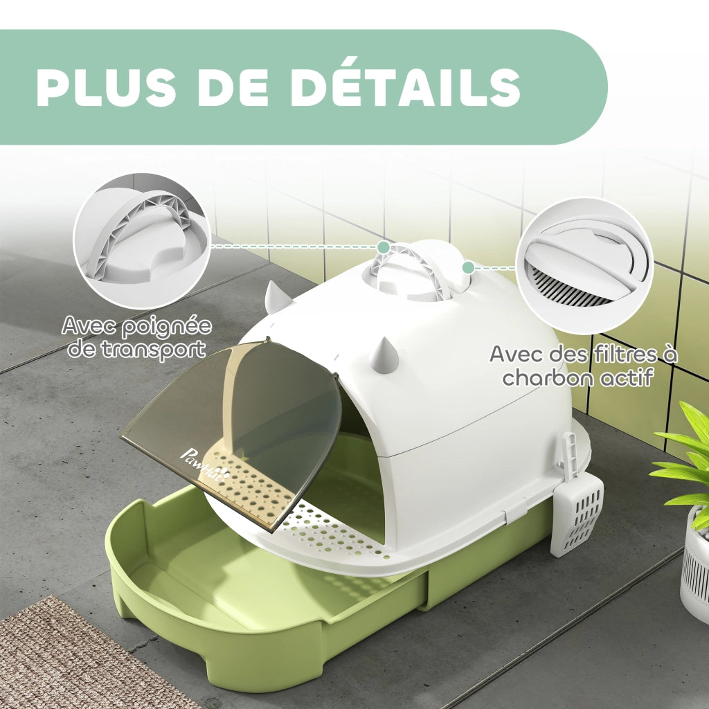 Casetta per gatti chiusa con porta ¨C zephmum ¨C verde 40.5x52x39 cm