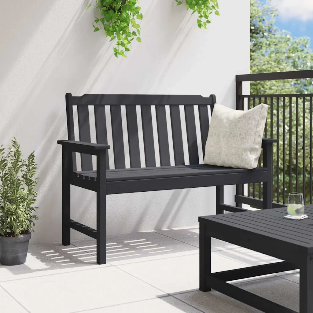 Panchina da giardino Nero 120 x 59 x 88 cm HDPE 42006602