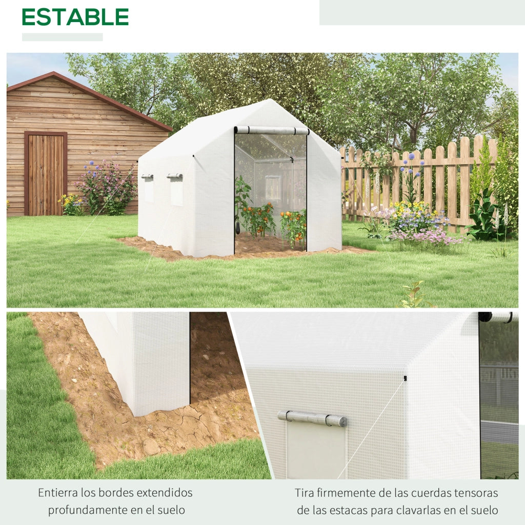 Serra da Giardino Tunnel ¨C Minimal ¨C Bianco 2x3x2 m con 4 Finestre a Rete e Porta a Cerniera