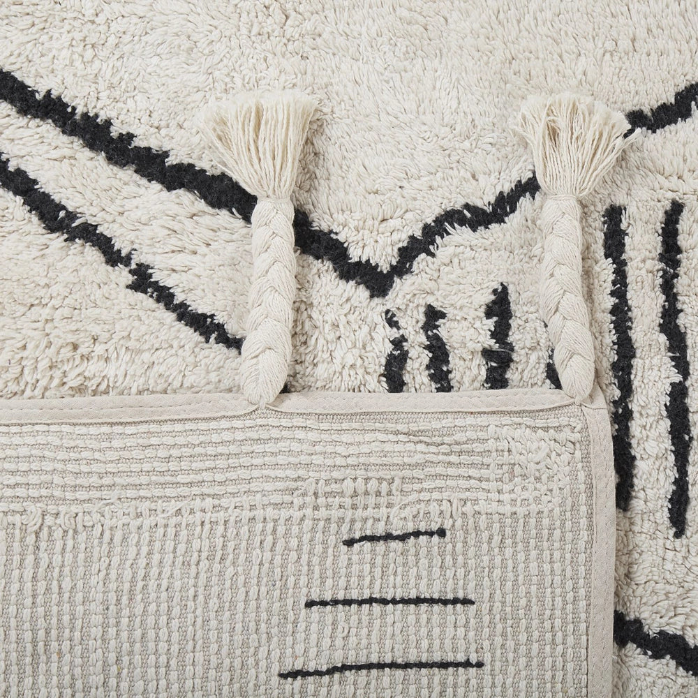 Tappeto cotone nero e bianco sporco 160 x 230 cm moderno orientale motivo geometrico