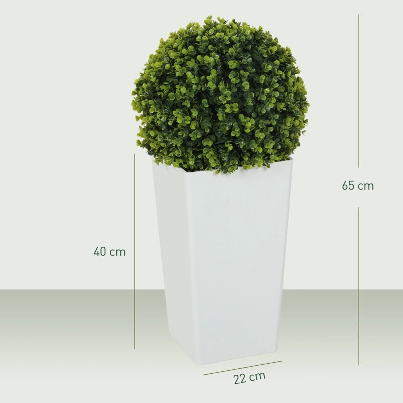 Piante artificiali 2 pezzi con sfere di fogliame in plastica resistente ai raggi UV verdi Ø 32 × 65 cm con vaso