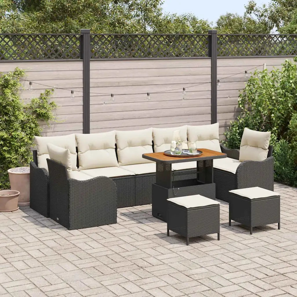 Set Divano da Giardino con cuscino 10 pcs Nero polyrattan 3362250