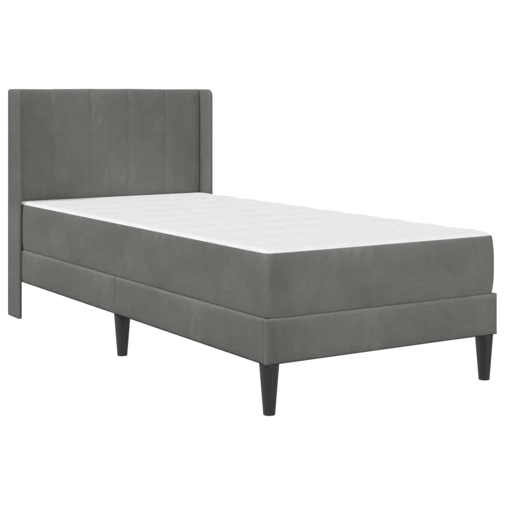 Struttura letto con materasso-Giroletto Grigio Scuro 100 x 200 cm Velluto 474596