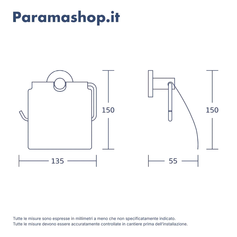 Set da bagno cromato 2 accessori: porta scopino, coprirotolo | Spin