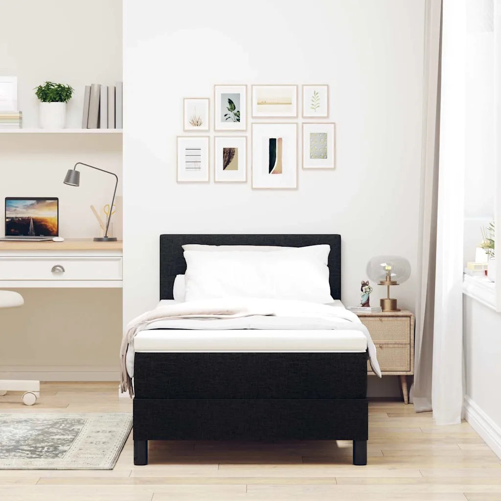 Letto a molle con materasso con led Nero 90 x 200 cm Tessuto
