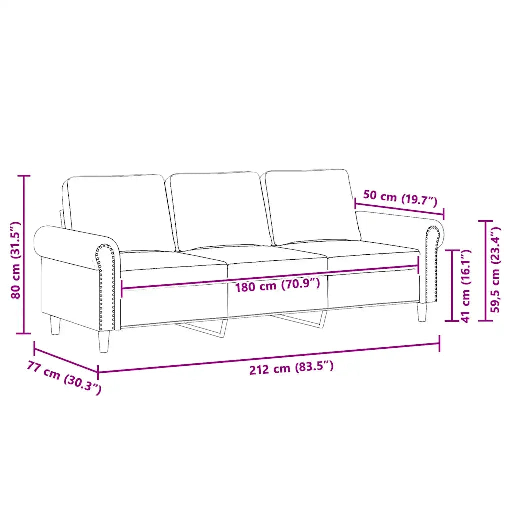 Divano a 3 Posti-Sofa 3 Posti Marrone 180 cm in Velluto 886023