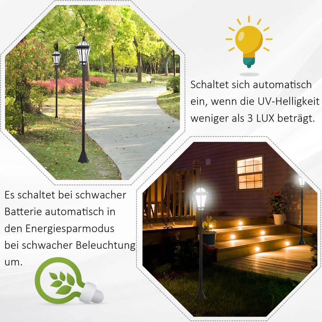 LAMPADA SOLARE da giardino LED nera in ABS IP44 Set da 2 pezzi