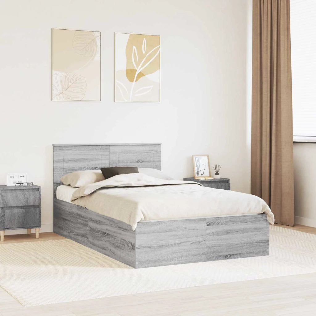 Struttura del letto con testiera Grigio Sonoma 135 x 190 cm 3408681