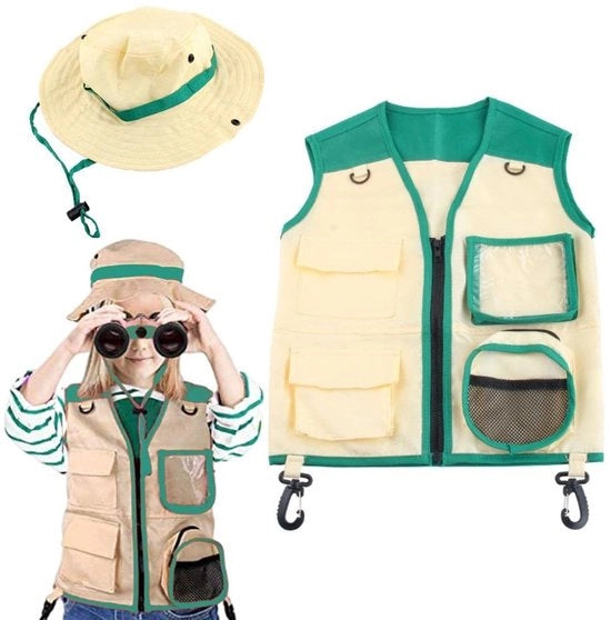 Costume da Esploratore 2 pezzi - Cappuccio e Giacca - Abbigliamento da Esploratore - Attore/ Cosplay - Polyester - Adatto per 100-140 cm - Abbigliamento da Esploratore