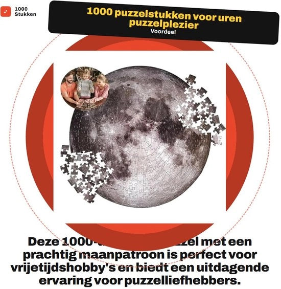 Puzzle a 1000 pezzi - Disegno Luna - Modulo Spaziale - Attività di Diversivo - Regalo per l'Amante dell'Astronomia - Abilità Cognitive - Esercizio per la Concentrazione - Puzzle a 1000 pezzi