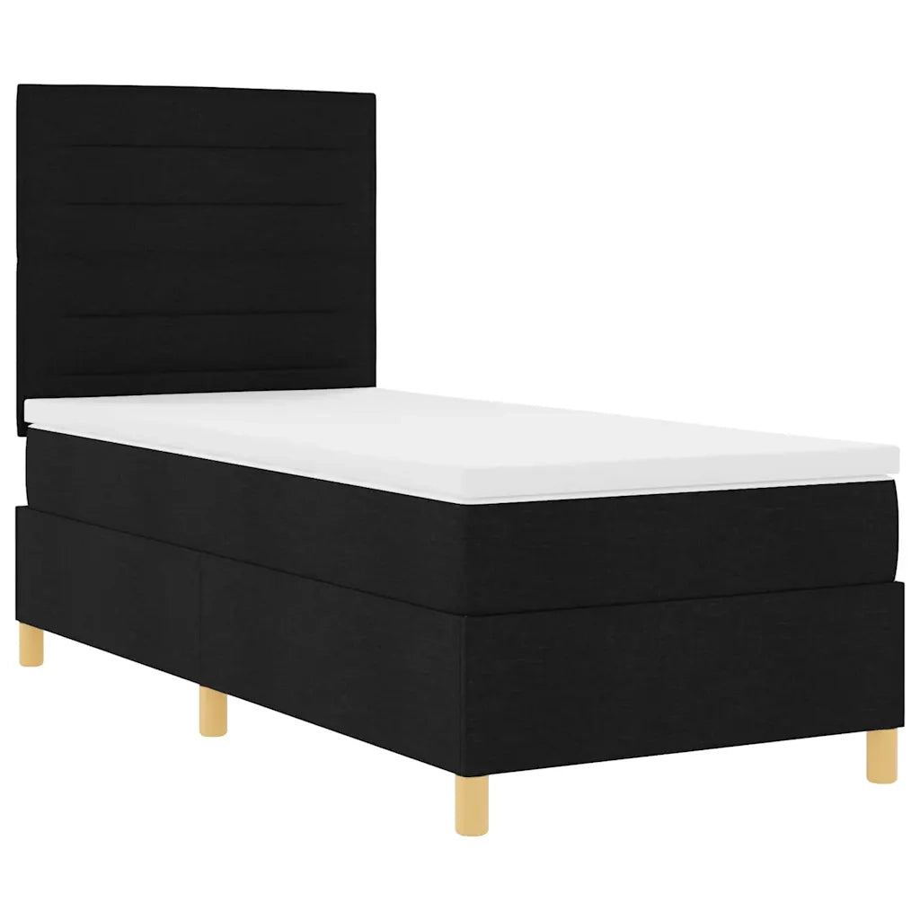 Letto a Sorgente LED con materasso Nero 100 x 200 cm Tessuto