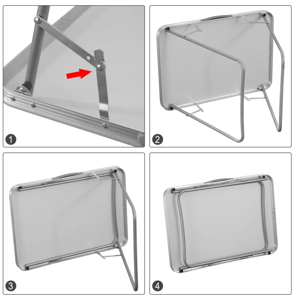 Tavolo Pieghevole Portatile in Ferro e Alluminio 70x60x50 cm Grigio per Campeggio e Attività Outdoor