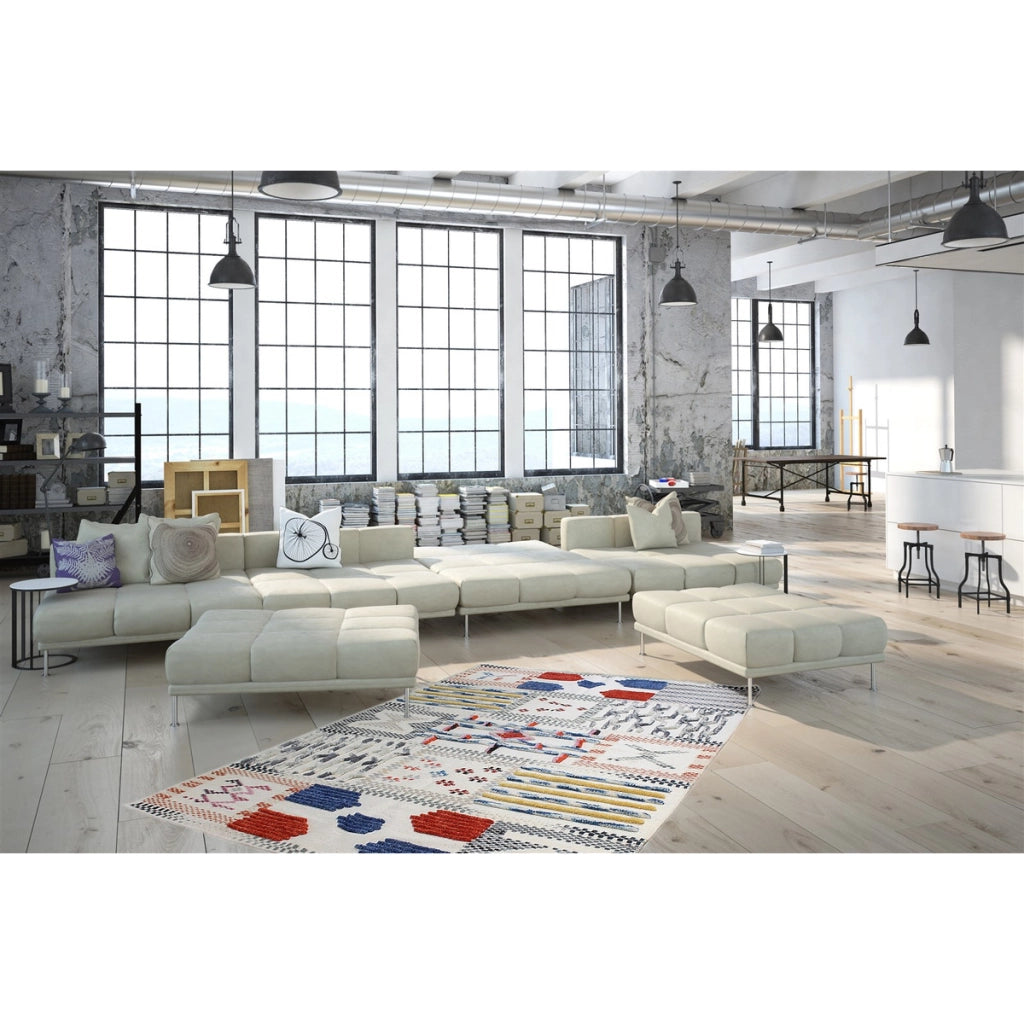 Tappeto Empire 100 in Lana e Cotone Avorio Multicolore