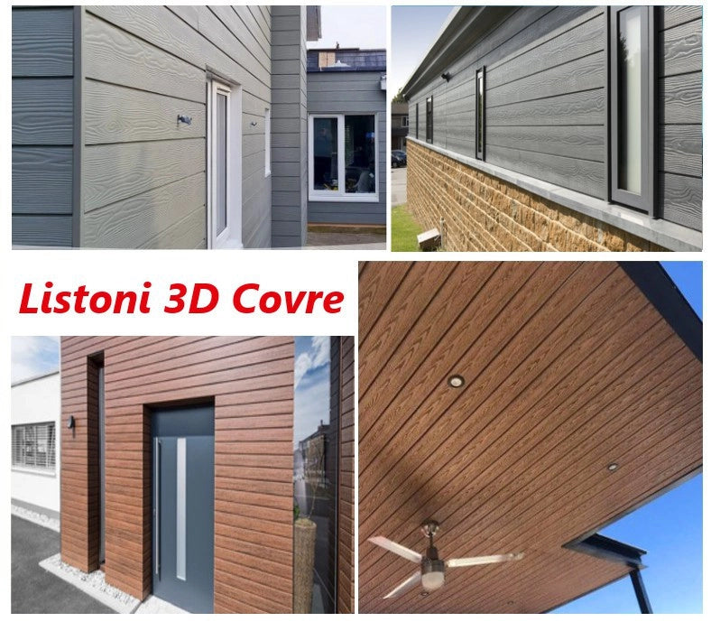Listoni WPC 3D Covre 5m² per rivestimenti colore Teak Plus listone 174x2200mm spessore 21mm