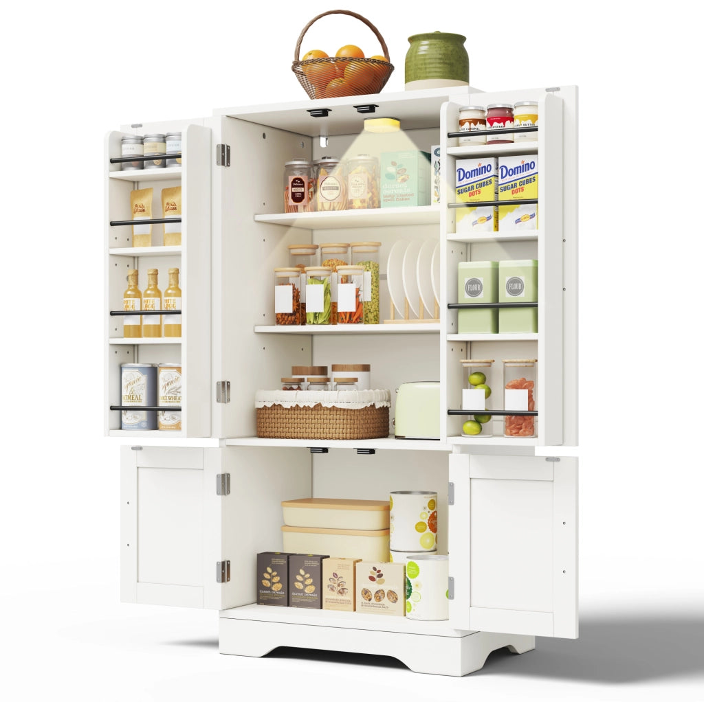Mobile da cucina 120x60x40 cm in MDF con luce LED a sensore; bianco