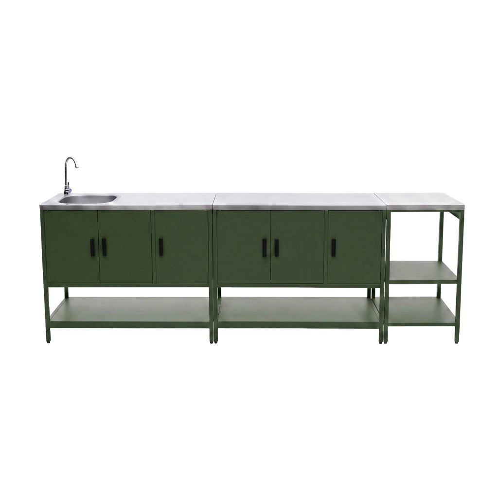 Modulo cucina da esterno in acciaio inossidabile, 3 moduli, verde