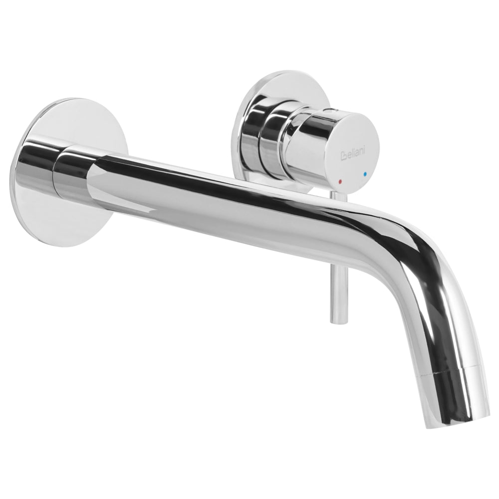 Rubinetto miscelatore in ottone per lavabo a parete monocomando Argento