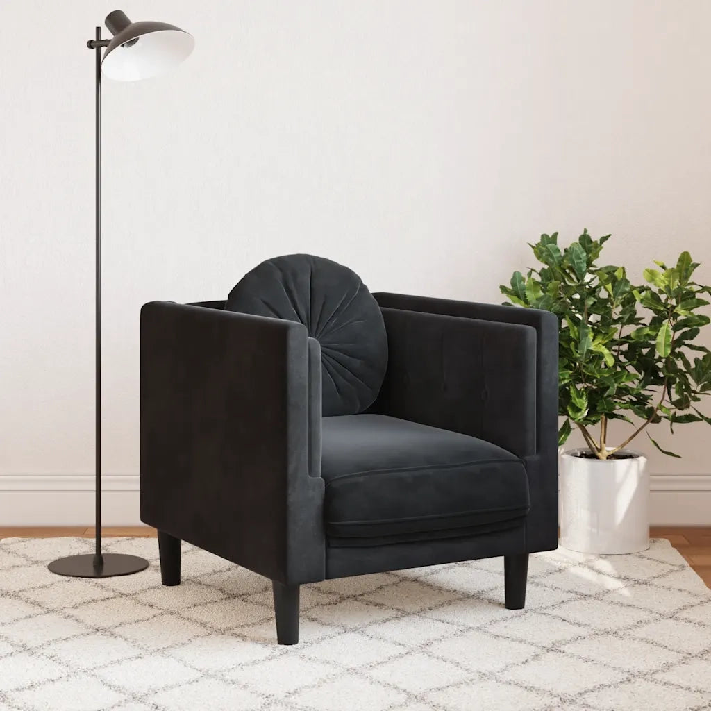 Poltrona | Sedia Relax con Cuscino Nero in Velluto