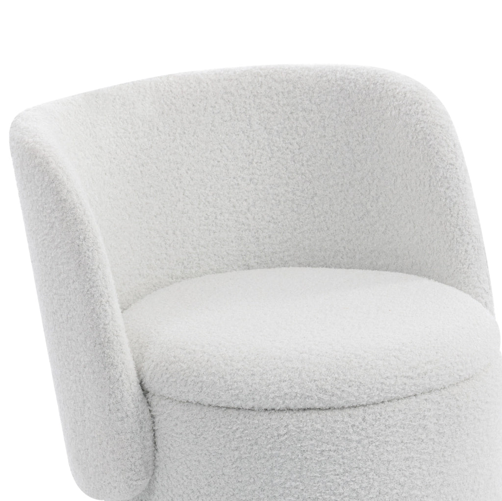 Poltroncina girevole 360° con contenitore in tessuto Teddy bianco e sgabello cuccia per gatto HOMVRA