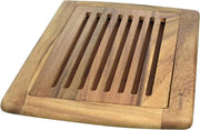 Piastra per tagliare il pane - 42 x 28 cm - Legno di Acacia - Con grattaparla - Piastra in legno per la cucina - Per pane, panini e pane tostato
