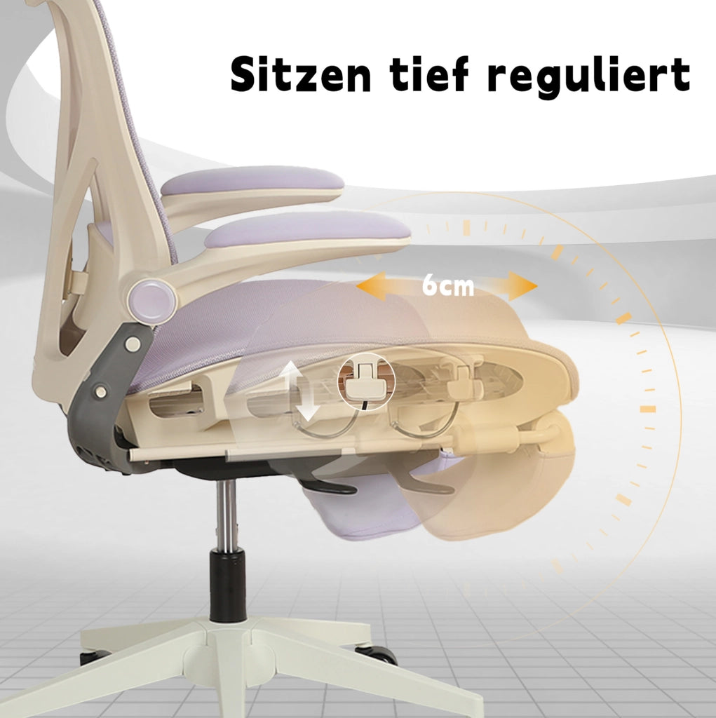 SEDIA DA UFFICIO Pieghevole in Rete Viola con Poggiatesta 3D e Supporto Lombare