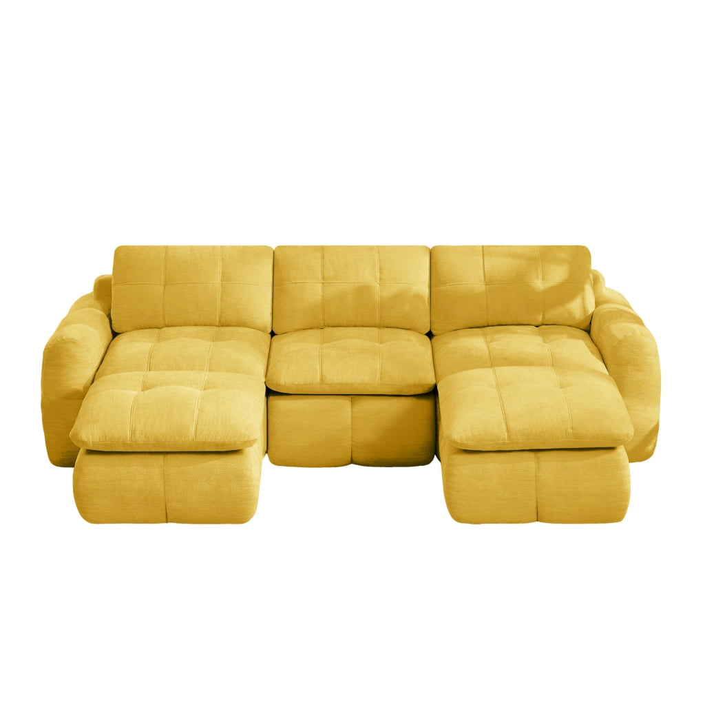 DIVANO Modulare a U 264x160 cm in Chenille Giallo