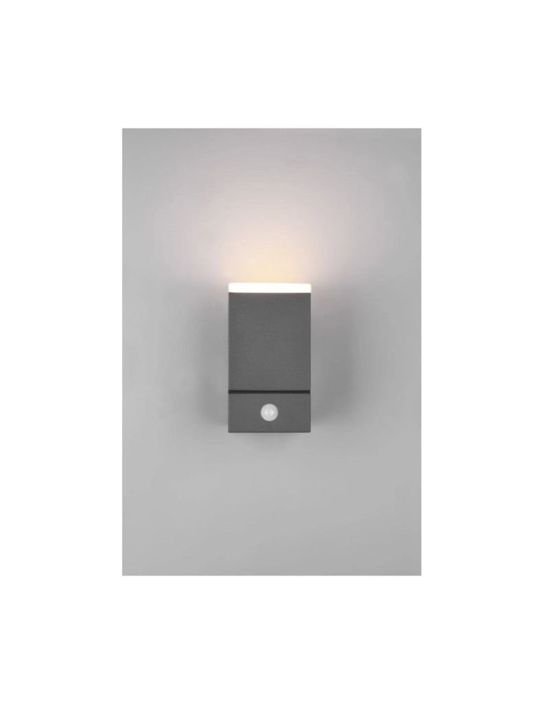 Applique Led Orientabile Avon Alluminio Antracite IP54 Sensore Movimento Trio Lighting