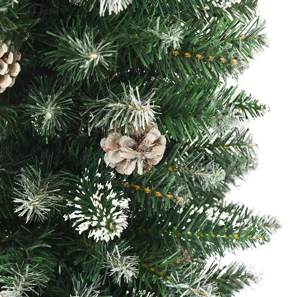 Albero di Natale Artificiale Sottile Verde e Bianco 210 cm 3395309