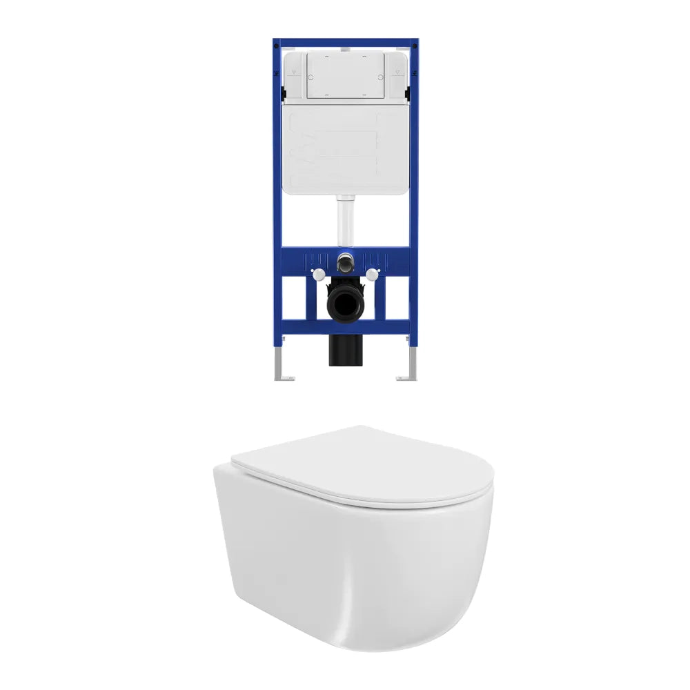 Kit WC sospeso e sistema di scarico da incasso mod. Tallin Small bianco lucido