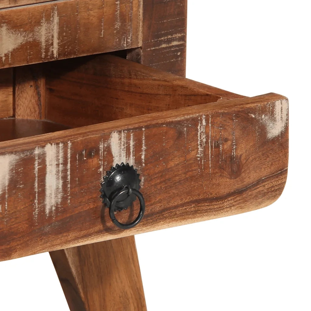 Comodini 2pz-Set di 2 Tavolino da notte 37x32x50 cm in Legno Massello di Recupero