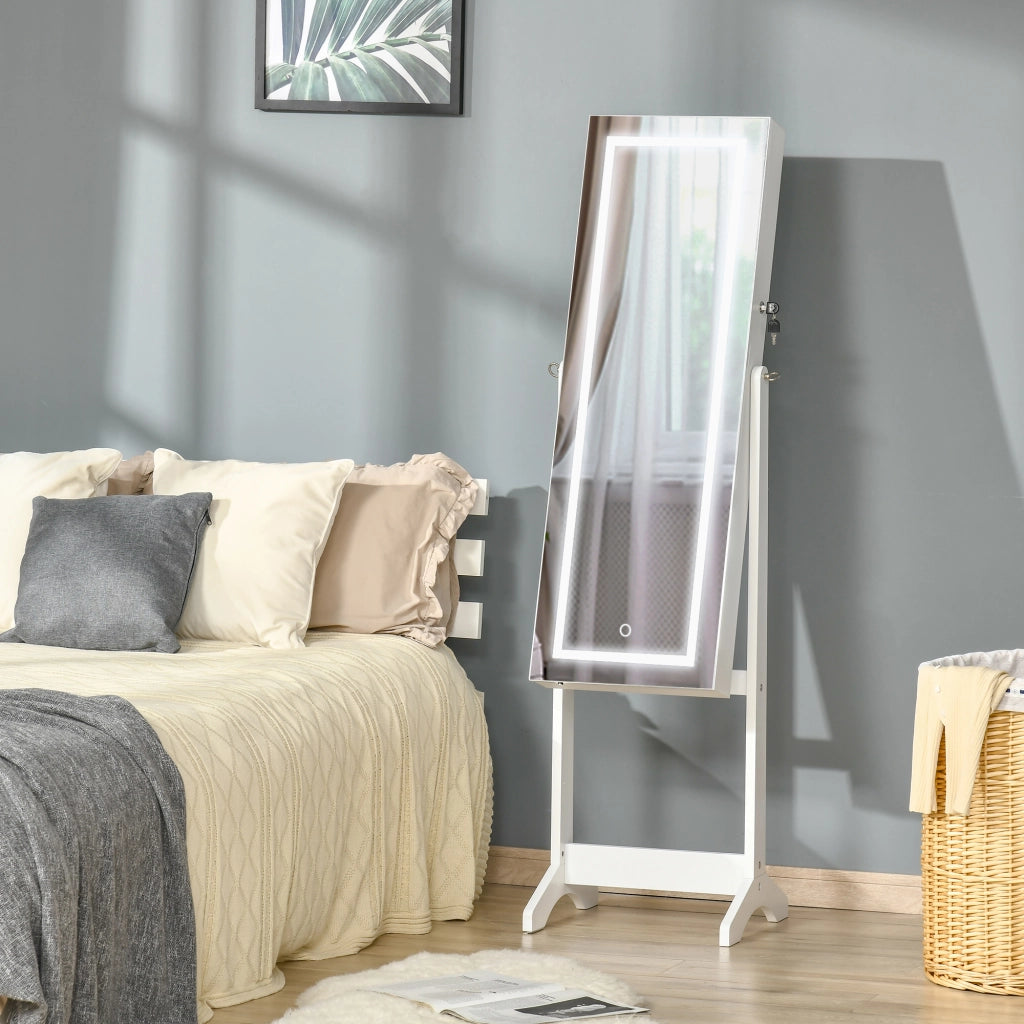 Specchio con Appendiabiti e Luce LED ¨C Minimal ¨C Grigio 46x36.5x151.5cm