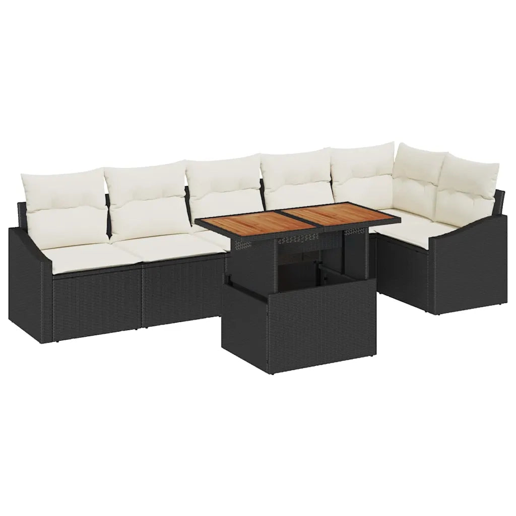 Set Divano da Giardino con archiviazione 7 pcs Nero Poly Rattan 3358581