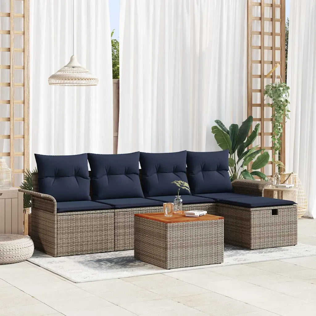 Set Divano da Giardino con cuscino 6 pcs Grigio polyrattan 3359451