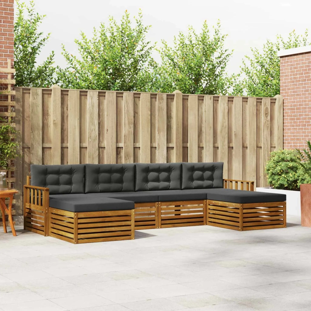 Set divani 6 pcs Naturale e Antracite Legno di Acacia Massello 3373892