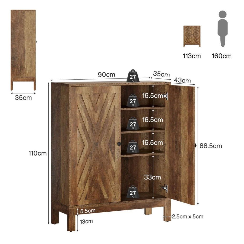 SCARPIERA 5 RIPIANI Marrone Rustico in MDF e Metallo