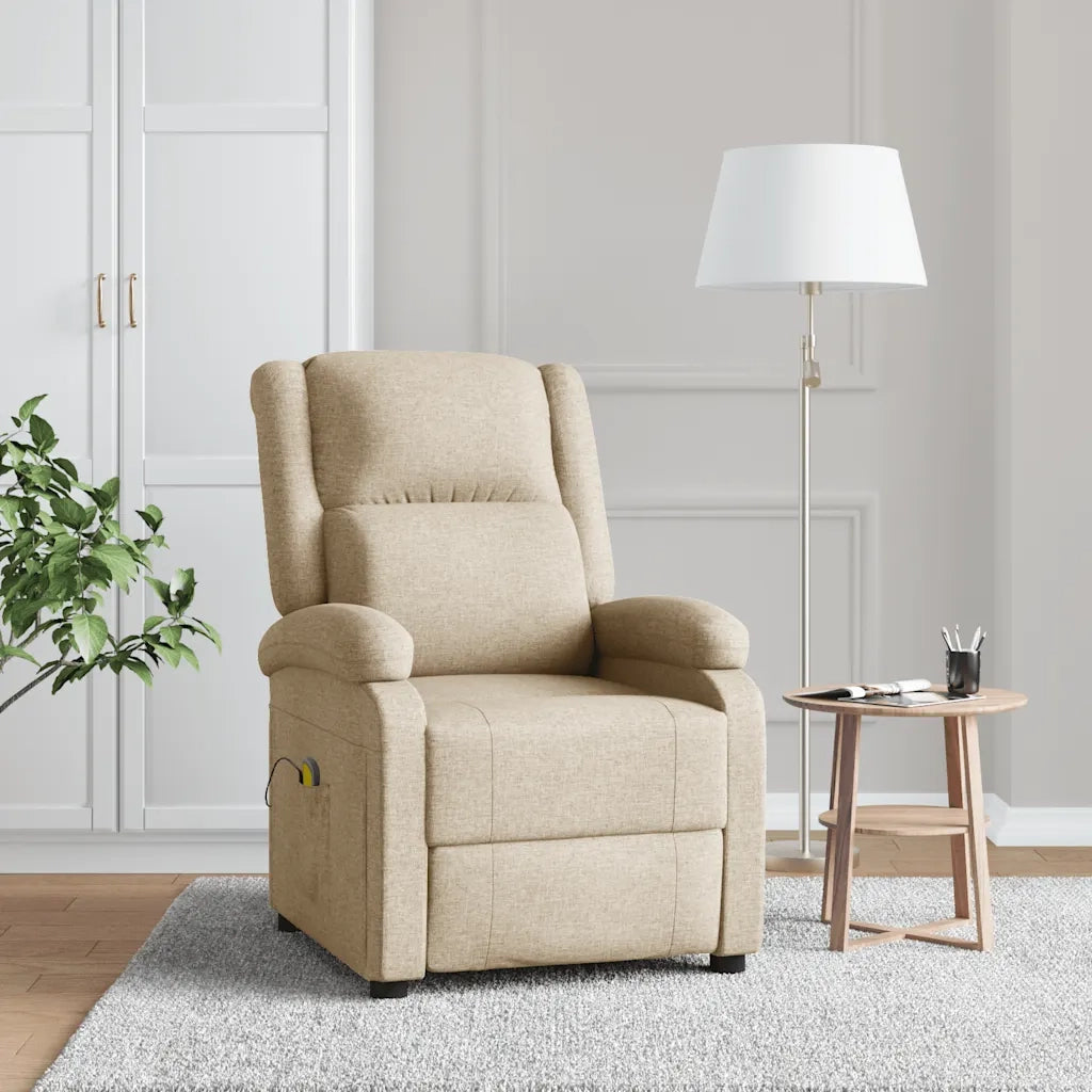 Poltrona Massaggiante | Sedia Relax Crema in Tessuto